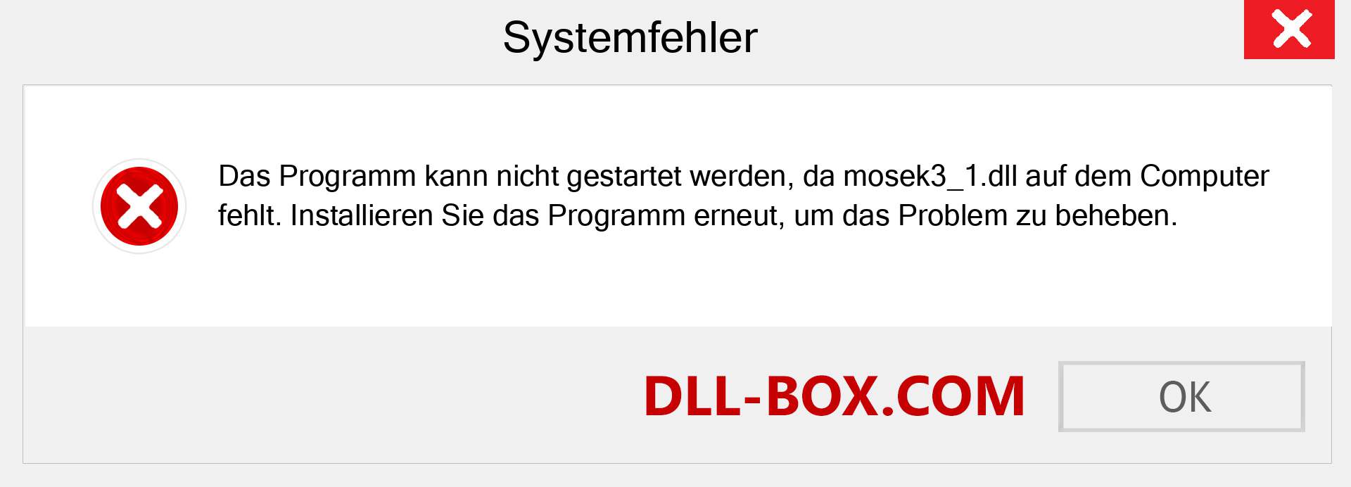 mosek3_1.dll-Datei fehlt?. Download für Windows 7, 8, 10 - Fix mosek3_1 dll Missing Error unter Windows, Fotos, Bildern