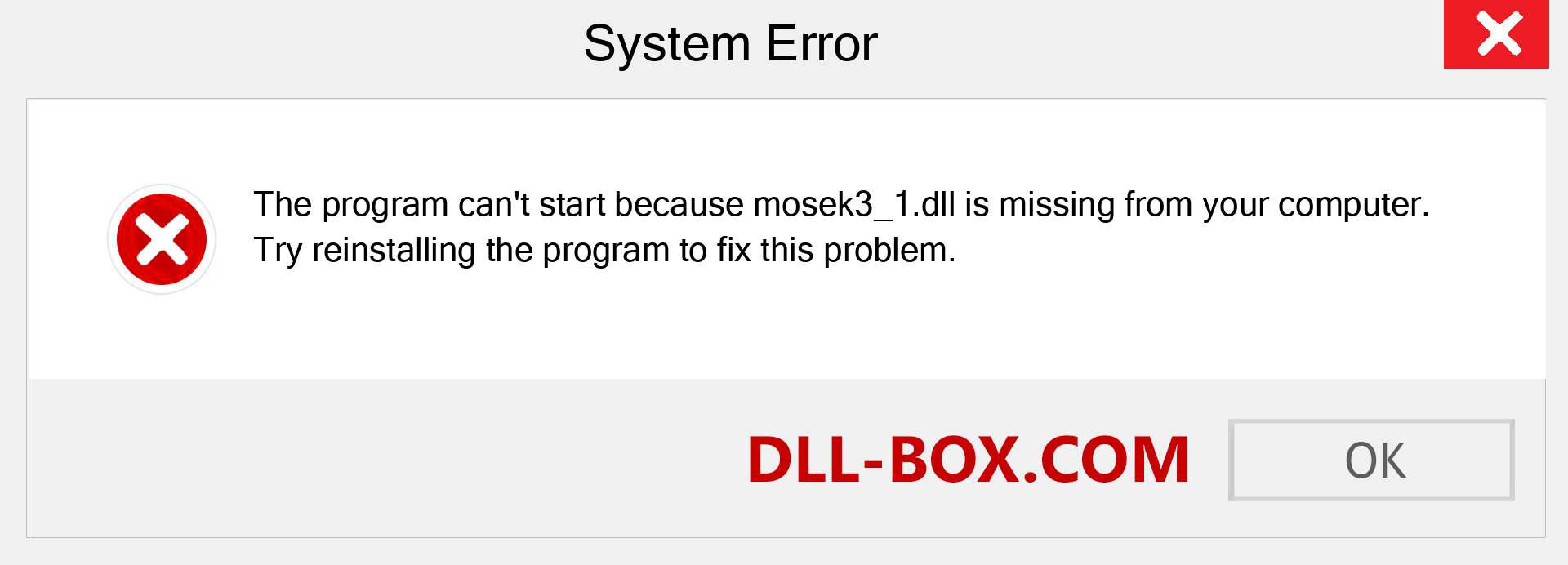  mosek3_1.dll file is missing?. Download for Windows 7, 8, 10 - Fix  mosek3_1 dll Missing Error on Windows, photos, images