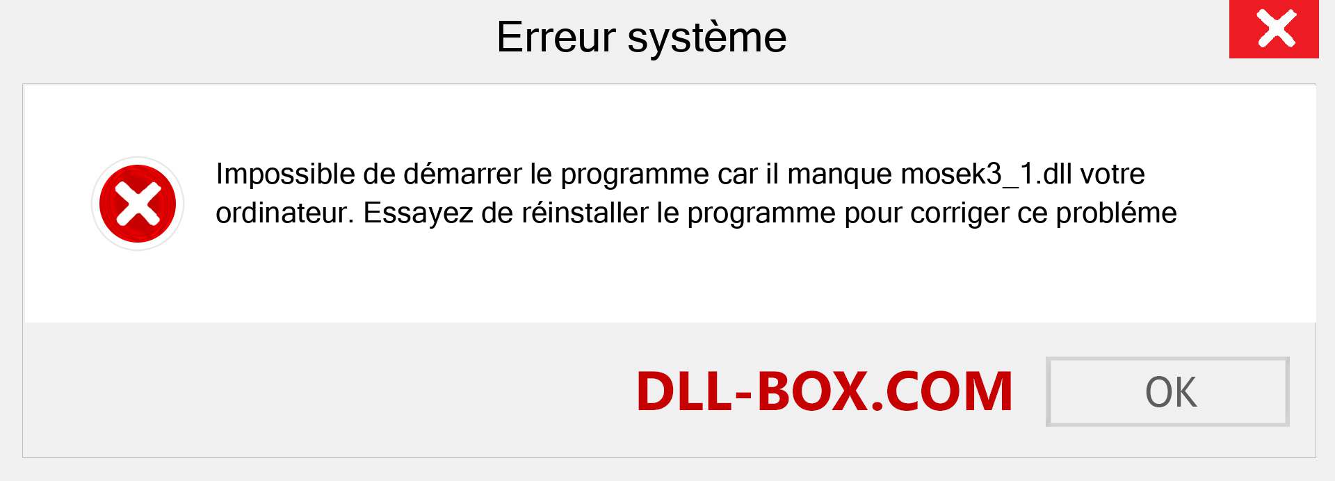 Le fichier mosek3_1.dll est manquant ?. Télécharger pour Windows 7, 8, 10 - Correction de l'erreur manquante mosek3_1 dll sur Windows, photos, images