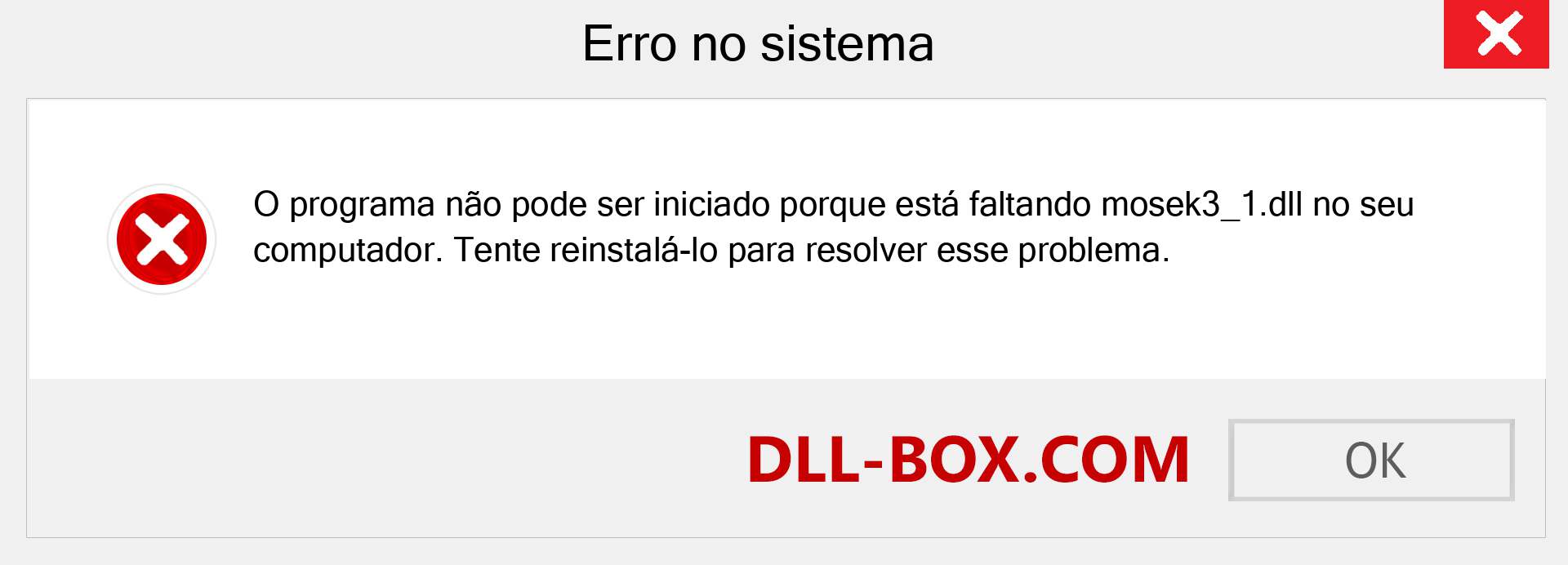 Arquivo mosek3_1.dll ausente ?. Download para Windows 7, 8, 10 - Correção de erro ausente mosek3_1 dll no Windows, fotos, imagens